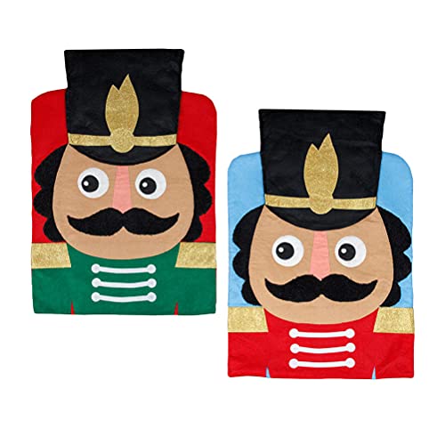 2Pcs Home Restaurant Chair Covers Christmas Themed Nutcracker Chair Covers Home Decor For Celebration Party #TOP4