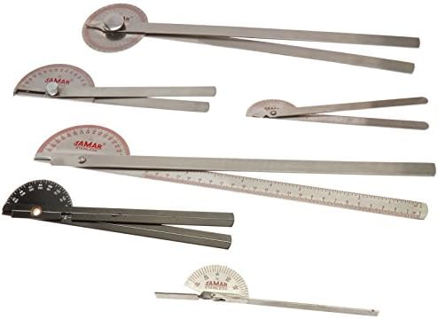 Jamar Six Piece Goniometer Set with Case, Orthopedic Professional Manual Range of Motion Measure Tools, Angle Measuring Protractor Devices, Measurement for Accurate Measuring of Inches and Centimeters