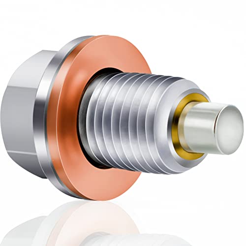 M12 x 1.25 Magnetic Oil Drain Plug, Stainless Steel Oil Pan Drain Plug, with Copper Oil Drain Plug Gasket, Oil Pan Drain Plug for Oil Change, Automotive Replacement Engine Oil Drain Plugs by KeeRoarin