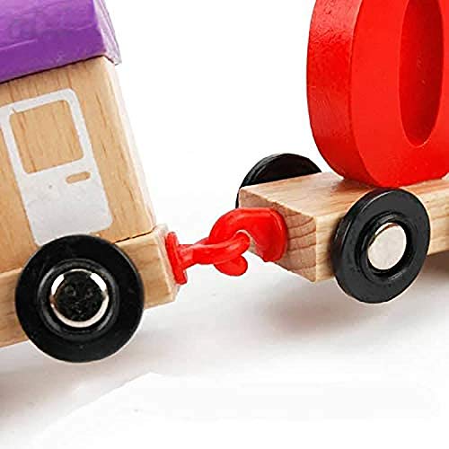 FZ FUTURE Holzeisenbahn mit Zahlen 0-9 Lernspielzeug für Kinder, Kinder Kleinkind Jungen und Mädchen Spielzeug-Zug-Sets… – Bild 7