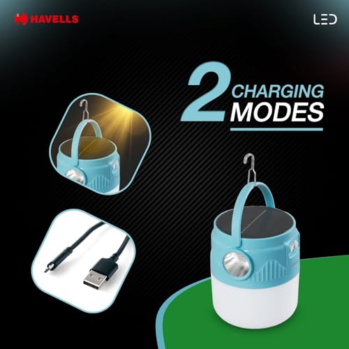 Image of Havells Solar Lighthouse NXT 10W| 360 Light Distribution| 4000 mAh Lithium-Ion Rechargeable Battery| 2 Light Modes| Torch - Usage up to 7 Hours Multi-Function Canopy Light for Camping & Marketplace