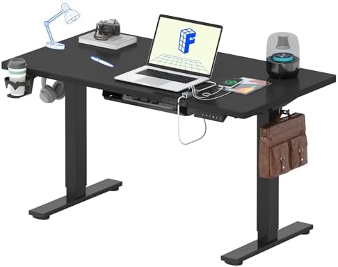 FLEXISPOT 電動式昇降デスク ローテーブル EF1T 高さ48-72cm 収納フック付き 70kg耐荷重 110*54cm 黒+ブラック
