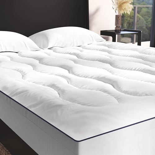 Acrali Home Quilted Fitted Mattress Topper Double Bed – Heavy filled Mattress Protector – Cover – Pad for Sofa Caravan Campervan – Cooling Mattress Topper Size (137X190+38cm) (Double)