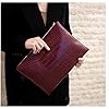Women's Retro Stylish Pu Envelope Fashion Clutch Crocodile Pattern Clutch Purs Oversized Evening Handbag, Claret-red 1pc #1