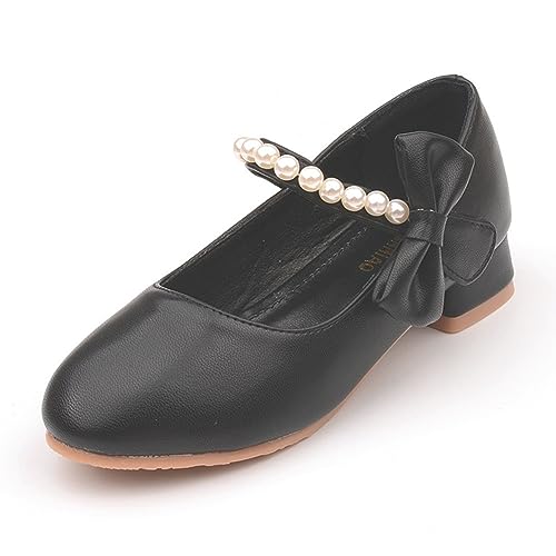 Girls PU Leather Mary Janes Shoes Low Heel Ballet Flats Wedding Party Dress Shoe