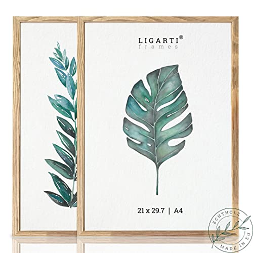 Ligarti&reg; Bilderrahmen (Made in EU) I Rahmen aus Echtholz I Holzbilderrahmen, Holzrahmen I Picture Frame (A4, 2x eiche)