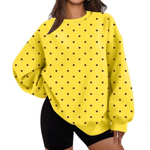 Jielayou Polka Dot Sweatshirts for Women Fleece Oversized Fashion Pullover - image 1