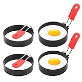 Egg Ring 4-Pack Stainless Steel Egg Rings with Anti-Scald Folding Handle Non Stick Coating Suitable for Egg Frying,Shaping,Pancakes,Mini Burger