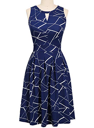 Image of Sureple Women's Retro Sleeveless Swing Casual Work Summer Party Dress with Pockets