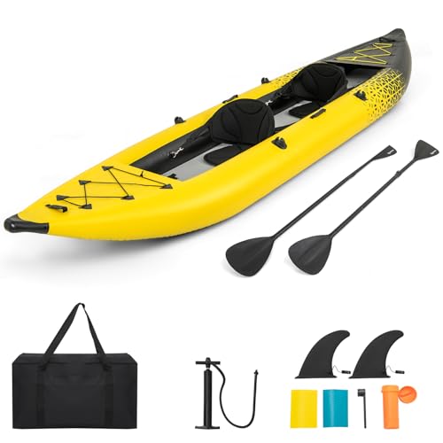 HOMASIS Kajak Aufblasbar für 2 Personen, Schlauchboot mit 2...