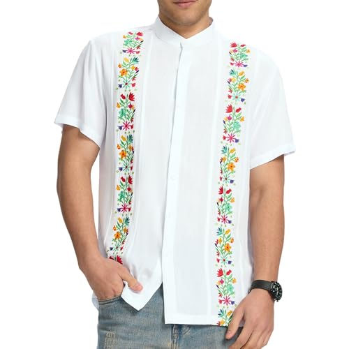 Zando Cinco De Mayo Shirt for Men – Mexican Traditional Theme Guayabera Outfits Short Sleeve Fiesta Dress for Festival Party