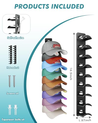 Support de rangement casquettes robuste et discret pour porte de placard