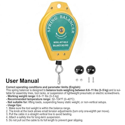 Balanceador de resorte retráctil QWORK con tensión ajustable para herramientas de montaje 3