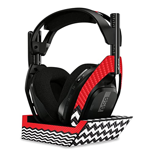 Image of MightySkins Carbon Fiber Skin Compatible with Astro A50 Wireless Headphones + Base Station (Gen 4) - Red Chevron | Protective, Durable Textured Carbon Fiber Finish | Easy to Apply | Made in The USA