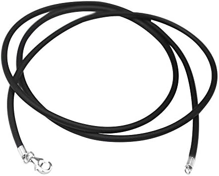 ELLITE Wide Alloy Black Rubber Cord Rope Necklace Chain(18 Inch) with Stainless Steel Lobster Clasp