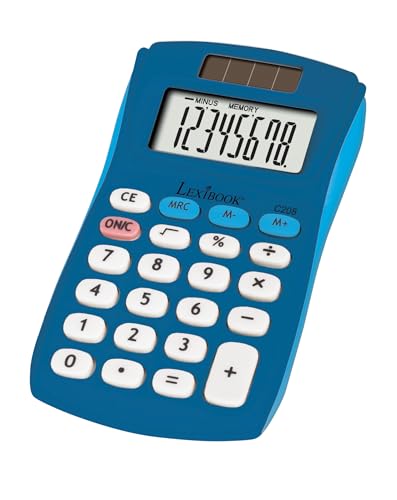 Lexibook - Taschenrechner FRUITIES®, 8 Ziffern, 4 Operationen, Grund- und erweiterte Funktionen, Solar- und Batteriebetrieb, Blau, C208A