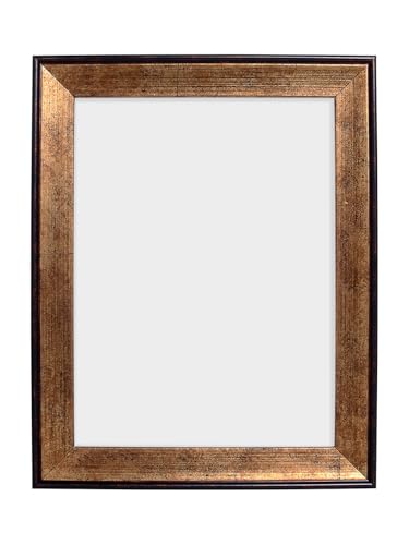 Image of GOLDEN PEACOCK 6x8 Inch Photo Frame - Antique Gold & Dark Brown Finish | Vintage Decorative Tabletop & Wall Hanging Picture Frame for Home, Office & Living Room