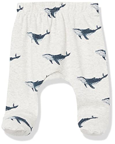 Image of HonestBaby Baby 3-Pack Footed Pants Roomy Fit Pull on Bottoms 100% Organic Cotton for Infant Baby Boys, Girls, Unisex