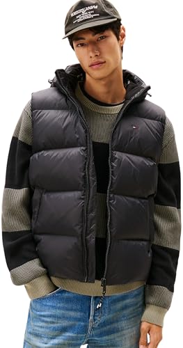 Tommy Jeans Chaleco Hombre Essential Down Vest con Capucha, Negro (Black), XXL