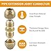 3/8-Inch AC Pipe Joint Connectors, Free Welding Brass Pipe Coupler Adapters for Air Conditioning Copper Pipe Connection, including 2Pcs Flare Nuts, Works for Butt Copper Tube Diameter 3/8