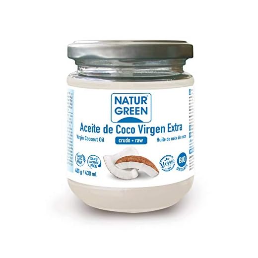 NaturGreen - Aceite de Coco Bio, Virgen Extra, Ideal para Cocinar, Hidrata Piel y Cabello, Ingredientes Naturales, Apto para Veganos, 430 Ml/ 400 Gramos
