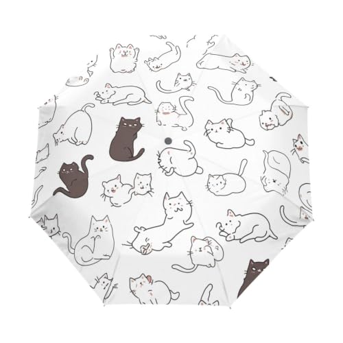 Parapluie pliant chat automatique motif original cadeau idéal fille et voyage