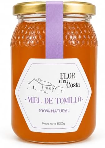 FLOR d'en Costa | Miel Cruda de Tomillo | Tarro de Cristal de 500...