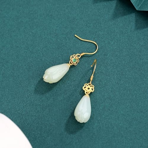 Boucles d'oreilles goutte d'eau jade Hetian parfaites pour vos soirées - 5