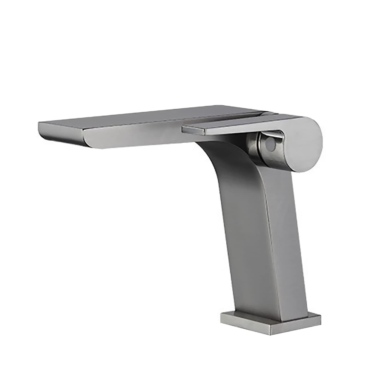 Robinet de lavabo cascade anti-éclaboussures en laiton gris pistolet monotrou