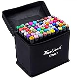 INCHOO 80 Colors Alcohol Based Art Marker Set Dual Tipped Twin Marker Pens with Black Carrying Case