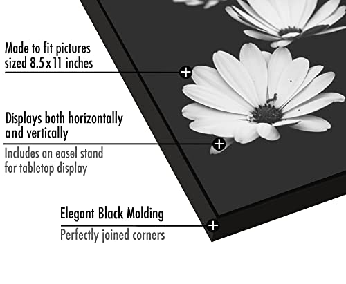 Americanflat Front Loading 8.5X11 Picture Frame In Black - Set Of 6 - Thin Frameless Picture Frames With Shatter Resistant Glass And Pop-In Easel Stand For Horizontal And Vertical Display #TOP5