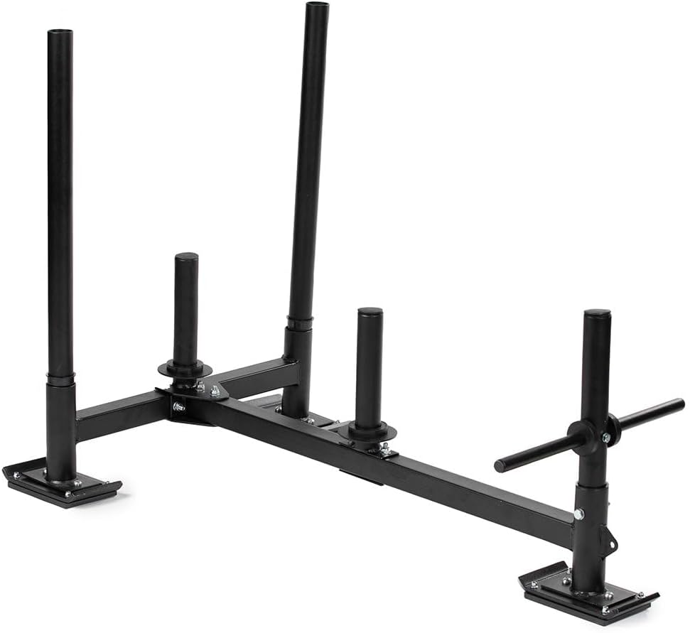 Titan Fitness High-Low Push Pull Drag Sled for Speed Training and Agility, 600 LB Capacity, Use on Grass, Turf, Concrete or Asphalt, Fits Olympic Weight Plates