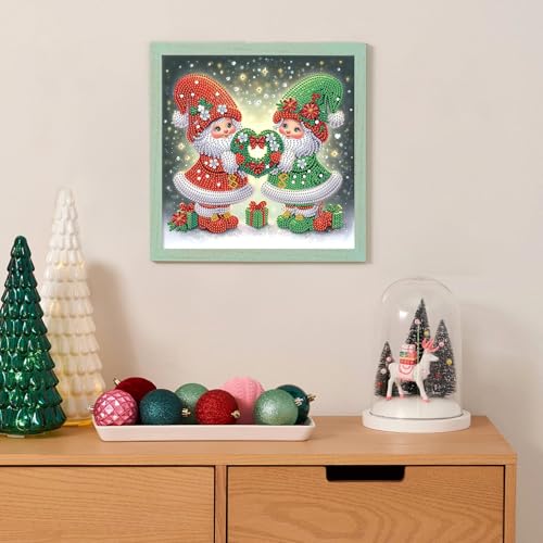 Image of Diamond Art Painting Kits for Adults, 5D Special Shape Diamond Art Kits for Beginners, Crystal Rhinestones Diamond Painting for Home Wall Christmas Decoration Gift 11.8x11.8 inch, Christmas Gnome