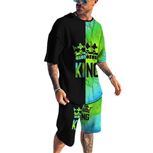 Ensemble t-shirt 3D pour homme avec short idéal pour les vacances d'été décontractées