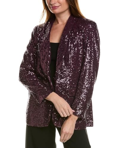 Anne Klein Women's Sequin Shawl Collar Jacket W/Flap Pocket