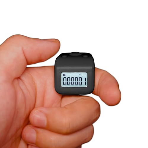 Arvakr Rechargeable Finger Counter IPX8 Waterproof Lap Counter Silent 6 Channels Digital Tasbih Tally Clicker with LED for Prayer Swimming Knitting Gift Black