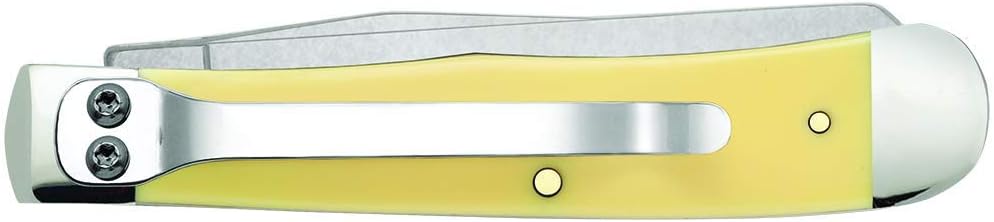WR Case XX Pocket Knife Yellow Synthetic Trapper W/Clip Item #81091 - (3254C SS) - Length Closed: 4 1/8 Inches