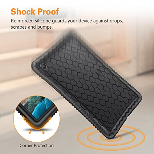 Fintie Silicone Case For Samsung Galaxy Tab A8 10.5 Inch 2022 Model (Sm-X200/X205/X207), Honey Comb Series Kids Friendly Light Weight Shock Proof Protective Cover, Black #TOP5