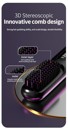 Cepillo Alisador Mini Inalámbrico con Pantalla LCD Rosa miniatura 6