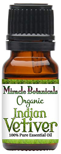 Miracle Botanicals Organic Indian Vetiver Essential Oil - 100% Pure Chrysopogon Zizanioides - 10ml or 30ml Sizes - Therapeutic Grade 10ml