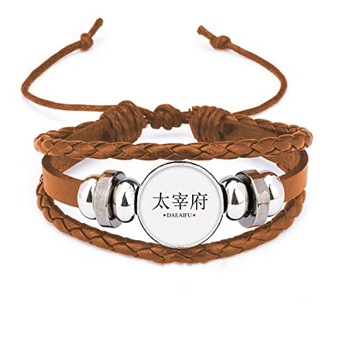 Bracelet drapeau soleil rouge en cuir véritable tressé aux finitions soignées