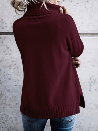 Image of FISACE Womens Oversized Turtleneck Pullover Sweater Cable Knit Sweater Tops | Long Sleeve,Slouchy,Fall,Winter,Lightweight,Loose,Trendy,Casual,Sexy