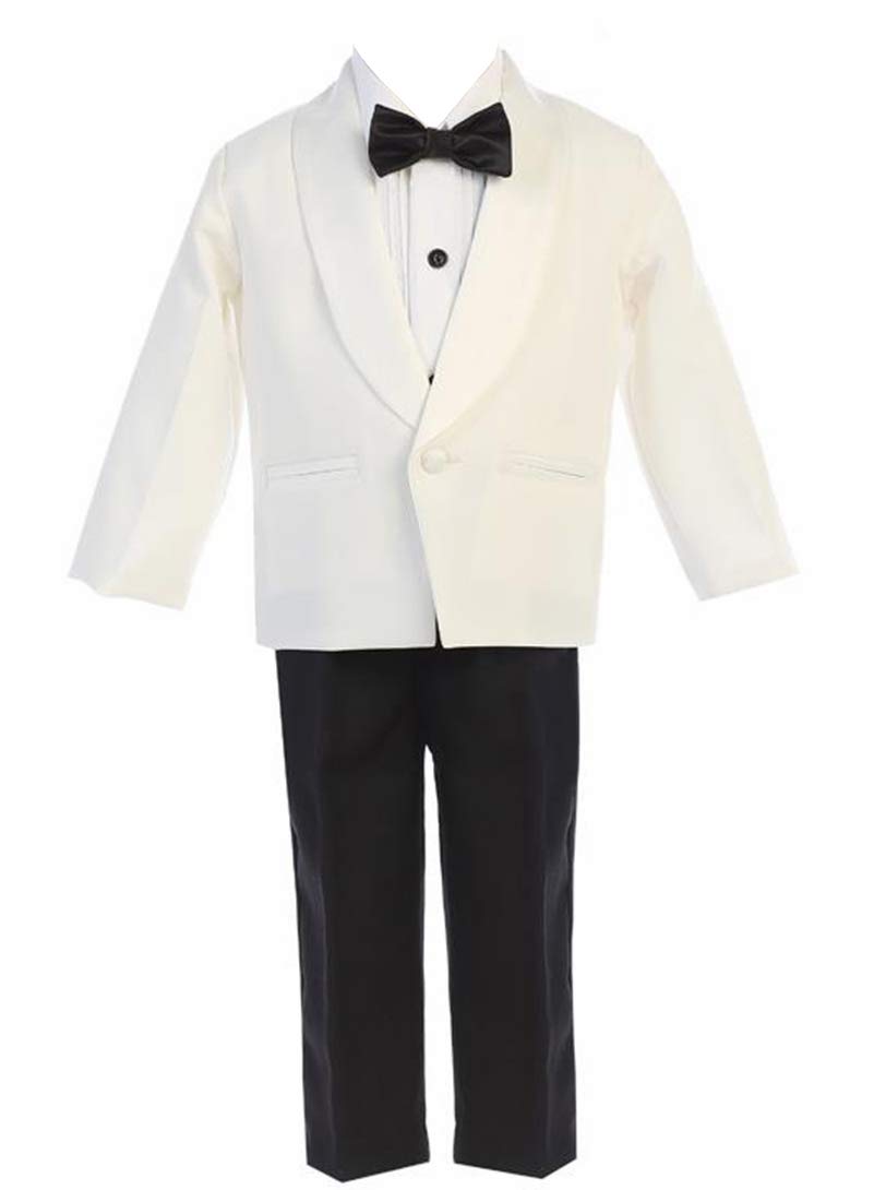 iGirldress Baby/Toddle/Boys Ivory Black Navy Jacket Pants Shirt Bowtie Tuxedo Ring Bearer Suit
