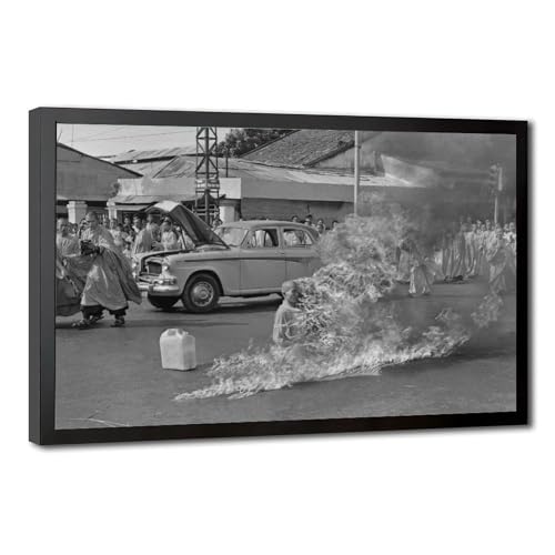 The Burning Monk toile 30x45 cm pour sublimer la déco murale de votre bureau