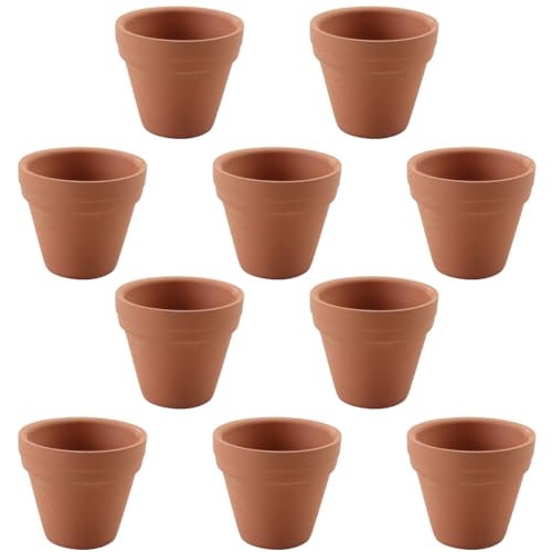 Ubric Mini macetas de Barro de Terracota, Paquete de 10 macetas pequeñas de 3 cm para suculentas, multiplicación para decoración Interior y Exterior