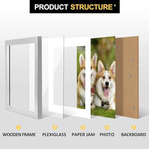 TOFOREVO Picture Frames 8x10 Set of 2 Distressed Silver Wood Grain Photo Frame for Gallery Wall Mounting or Tabletop Display by TOFOREVO - Used condition - Image 3