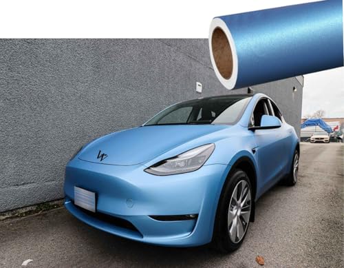 Image of WALLMATE Forsty Blue Car Sticker Self Adhesive Bubble Free Vinyl Wrap for Car, Scooty, Cycle, Bike and Other Vihicle Interior & Exterior Decoration (Frosty Blue Metallic, 20X120 in)