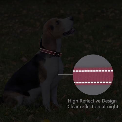 Image of Reflective Dog Collar, Adjustable Nylon for Small Dogs, Hot Pink
