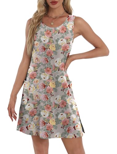Image of BKRIVE Coverup Summer Dresses for Women 2026 Eyelet Casual Loose Sleeveless Sundresses Tank Dresses with Pockets