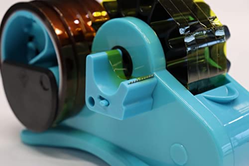 Blauer Wärmeband-Abroller für Sublimation, für mehrere Rollen geeignet, halbautomatischer Klebebandspender mit Fächern und Doppelkernrollen 2,54 cm & 7,62 cm (1 & 3), ideal für Hitzetransferband